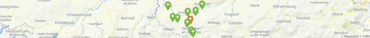 Kartenansicht für Apotheken-Notdienste in der Nähe von Biberbach (Amstetten, Niederösterreich)